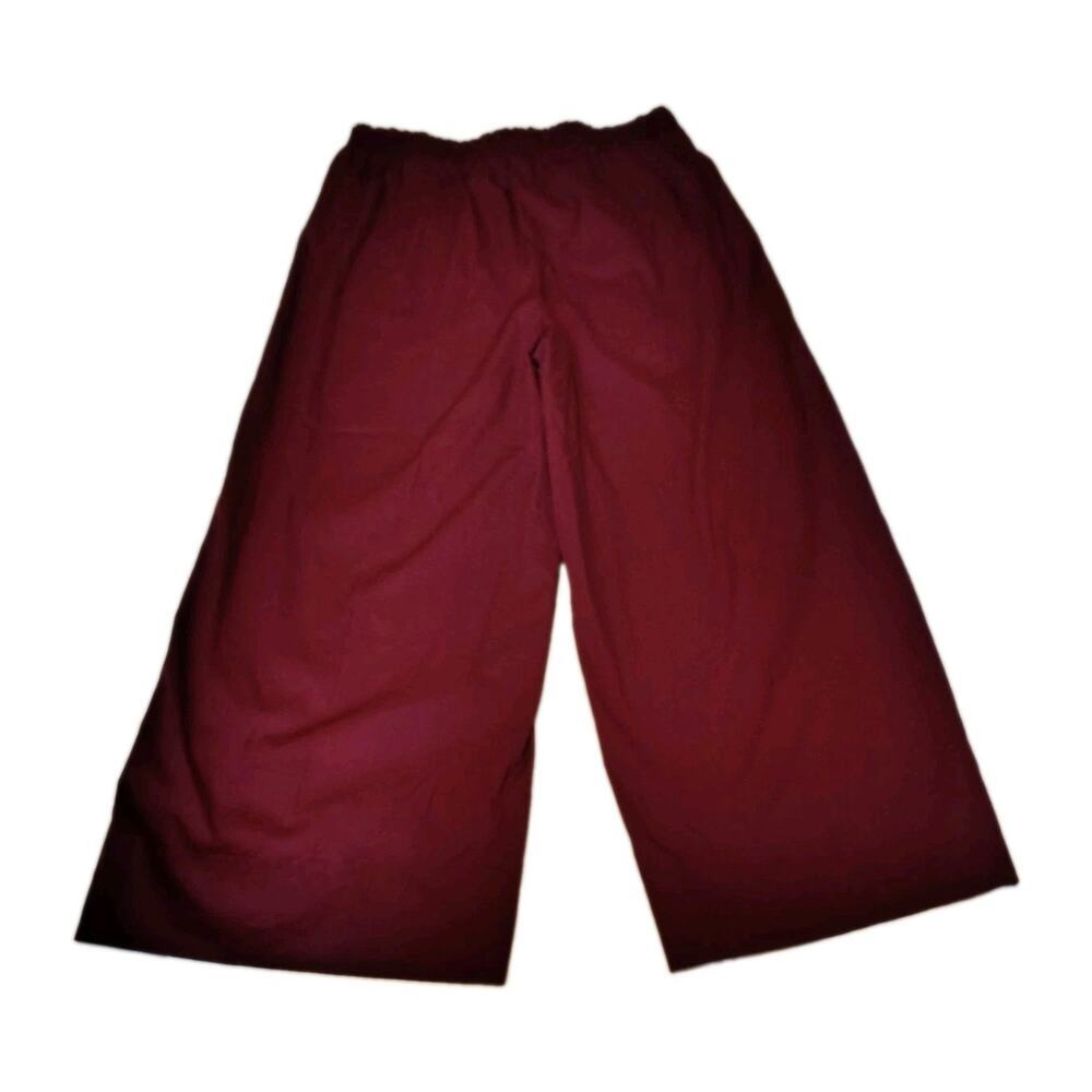 House of Harlow 1960 Burgundy Wide Leg Crop Pants Cotton Culottes Red Medium - Picture 3 of 10